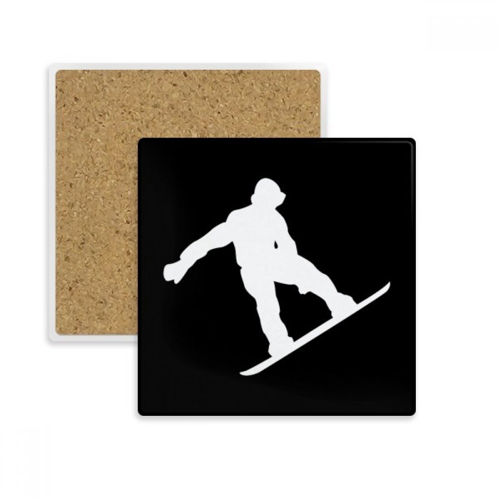 Coaster Absorbant Anti-Traces de Condensation - Dessous de Verre Carré en Pierre Motif Skate