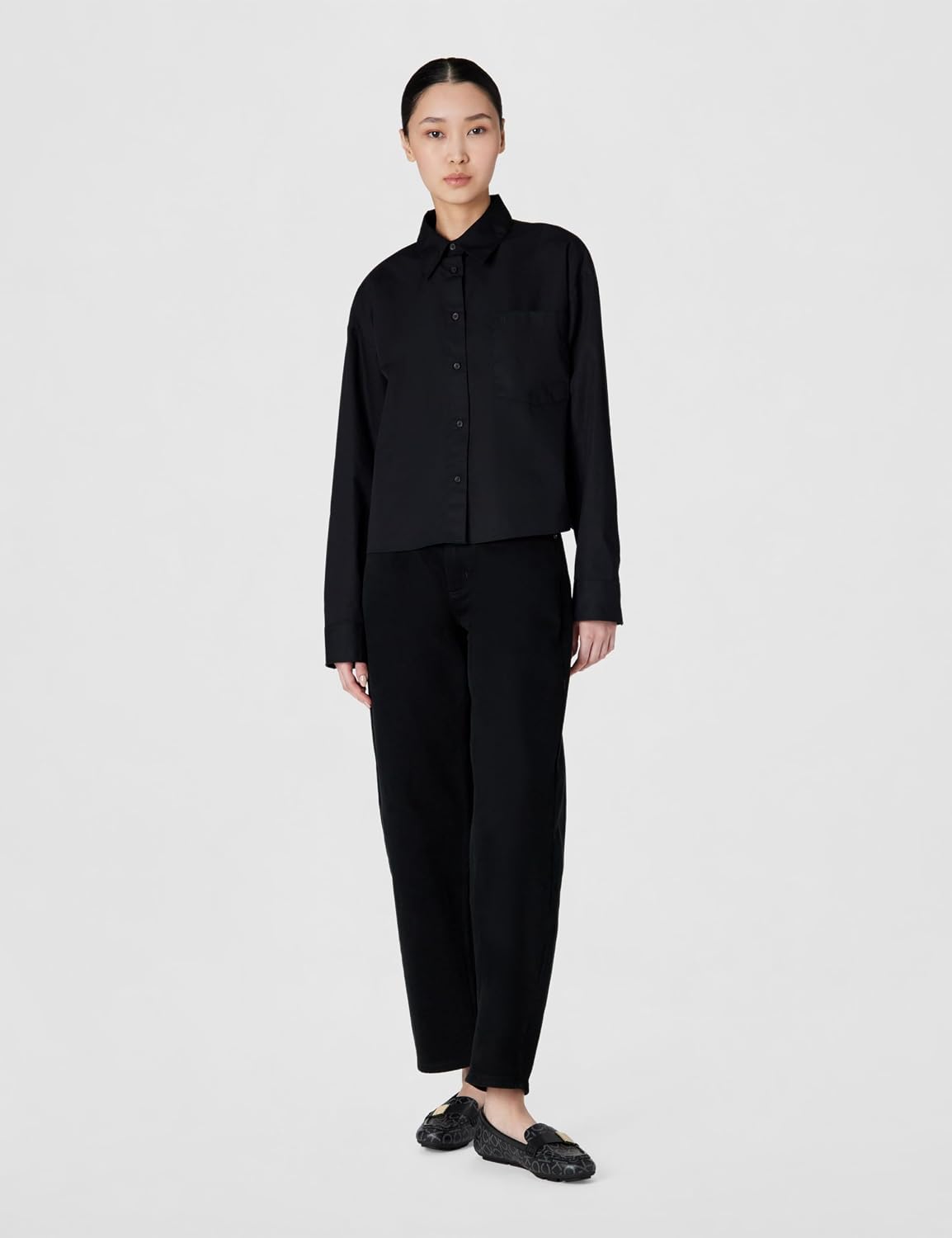 Calvin Klein Women's Cotton Poplin Cropped Shirt