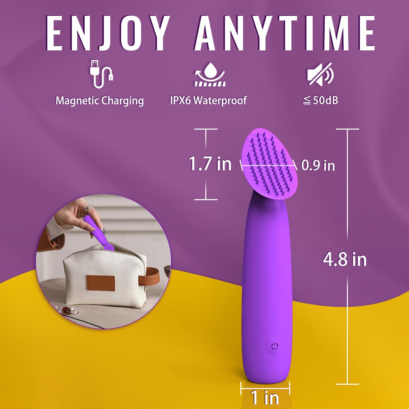 Adult Sex Toys for Women, Vibrator Wand Couples Sex Toys for Men Penis Women Vulva Clitoral Stimulator, Mini Bullet Vibrators with 10 Vibration Modes, Female Male Sexual Pleasure Tools (): purple