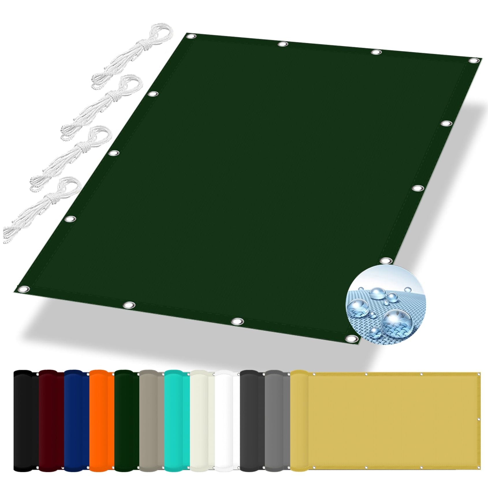 GLDYTVF Waterproof Shade Cloth 1.6 x 3.4m with Grommets Dark Green Outdoor Patio Canopy for Sunscreen Rainproof Awning Custom