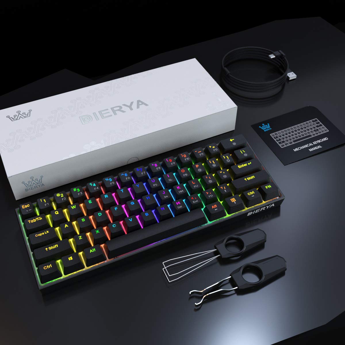 DIERYA DK61E 60 Wired Mechanical Gaming Keyboard, Hot Swap Optical