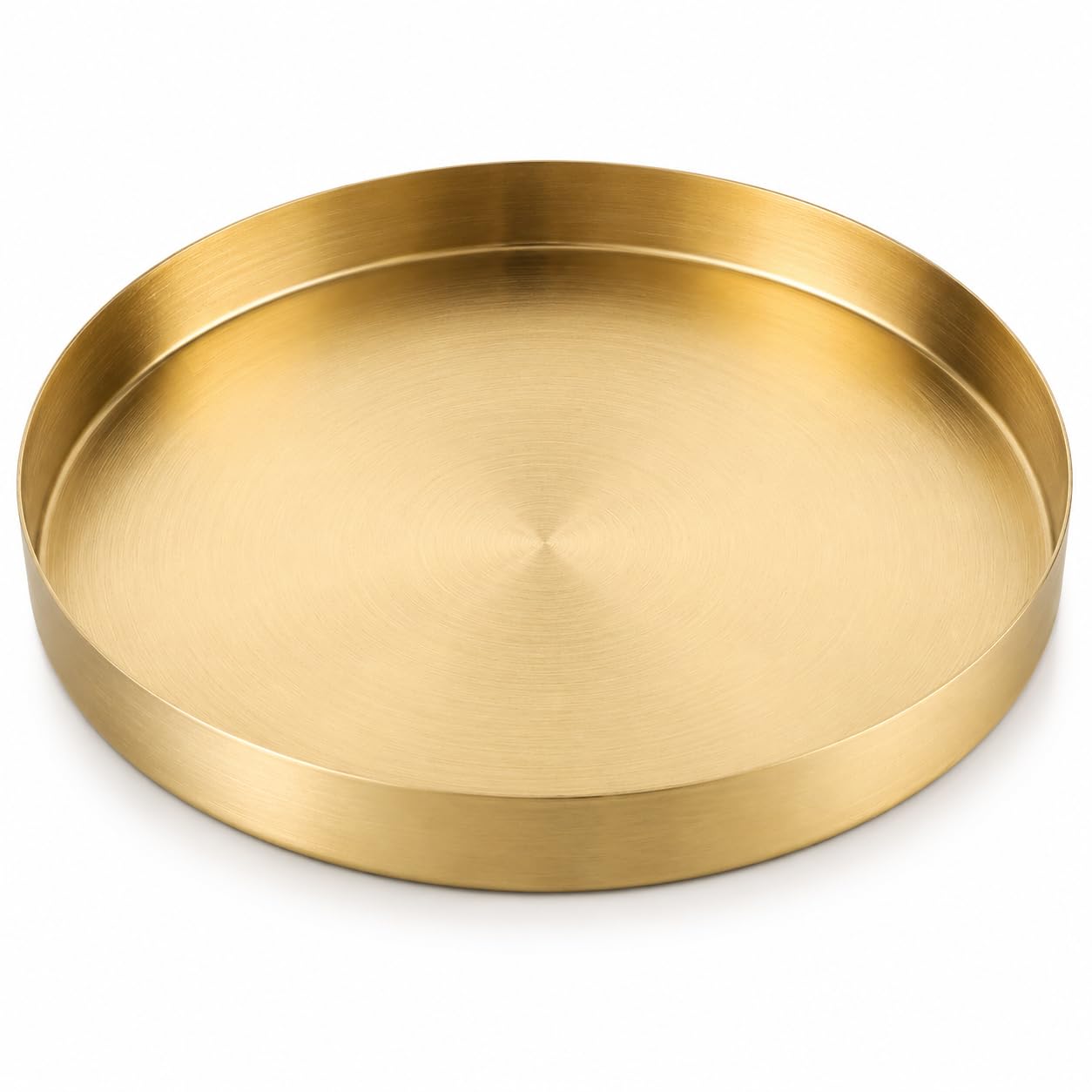 YAYODS bandejas para Servir Comida Acero Inoxidable, Bandeja Decorativa Dorada, diámetro de 30 cm, Altura de 2,8 cm, Plato Decorativo con Borde para Joyas, decoración de Mesa