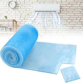 Filtro de ventilación de aire acondicionado de poliéster de algodón, reutilizable, electrostático, filtros de ventilación de piso, 7.5 pies x 12 pulgadas, azul y blanco para oficina en casa