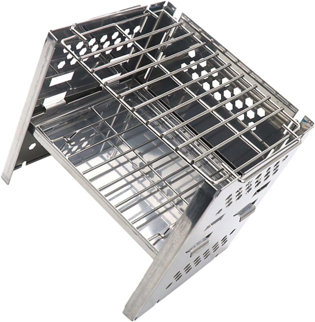 Adjustable Stainless Steel Folding Barbecue Grill Portable Camping Stove Outdoor Bbq Tool with Double-layer Grill Rack for Picnics and Hiking