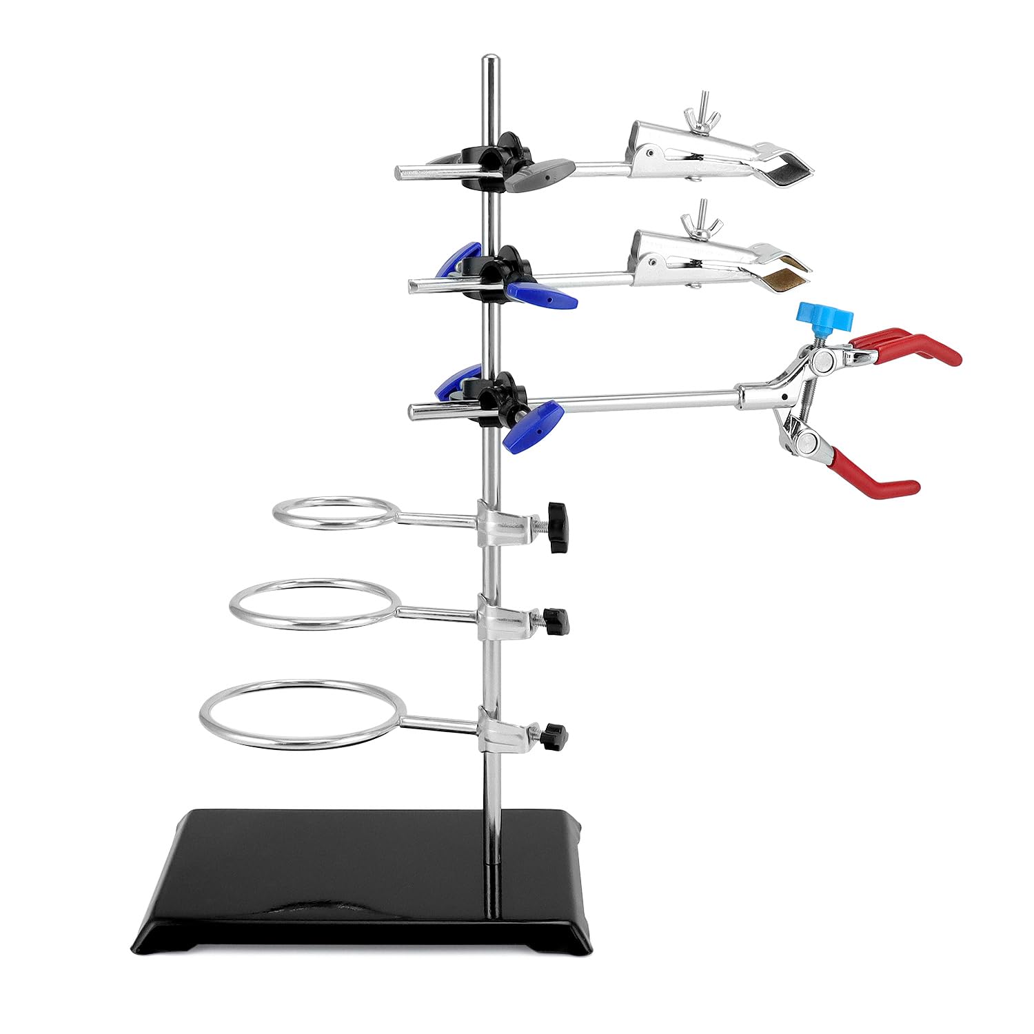 QWORK Juego de soporte de laboratorio 40 cm abrazaderas ajustables aros redondos experimentos química física