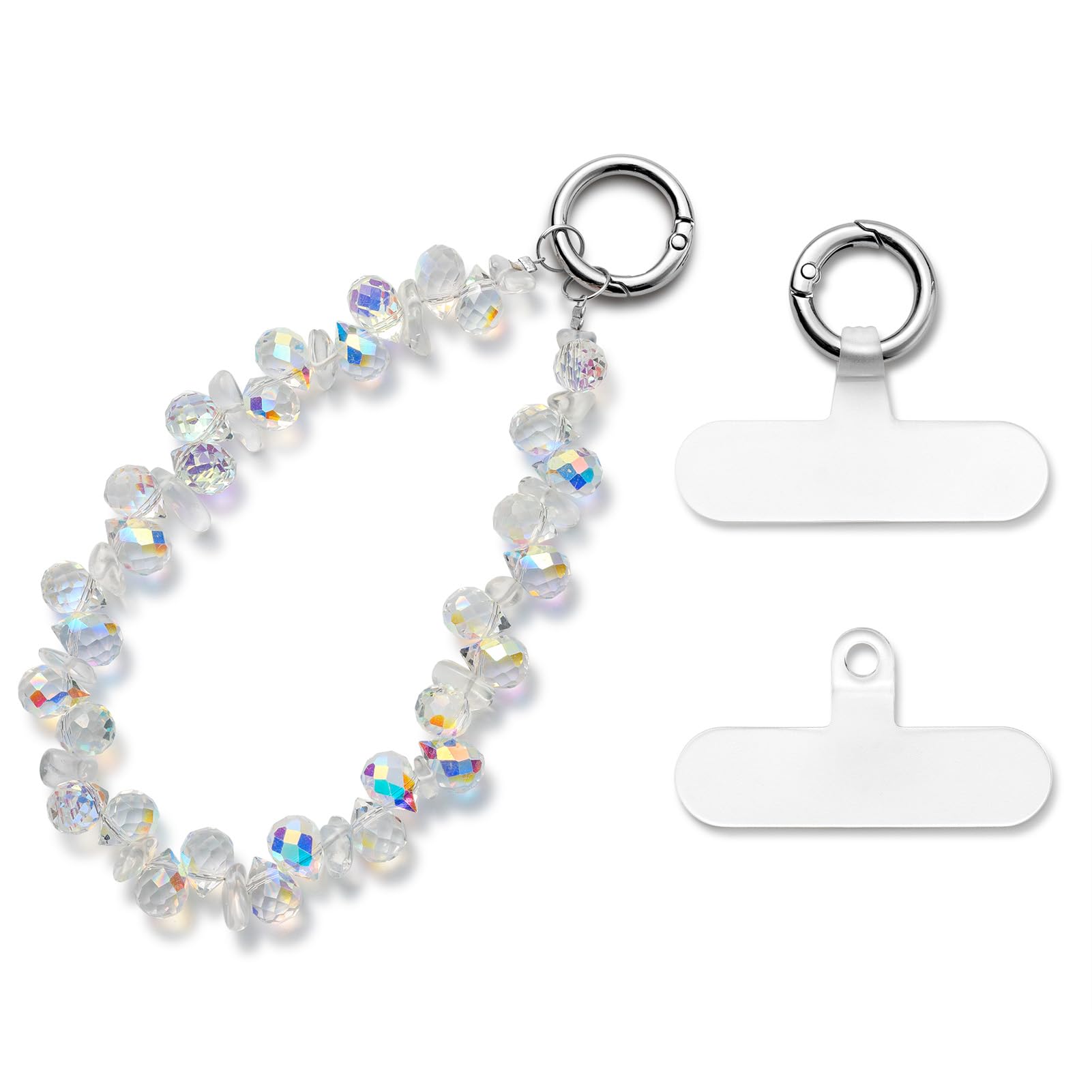 MORSUNBELA Handykette Kurz Handgelenk Handykette Perlen Handschlaufe Handy Universal Handyband Glitzer Perlenband