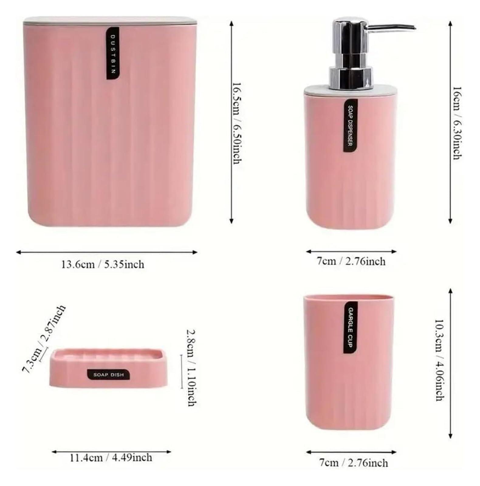 Pack de 4 Accesorios de baño de plástico Multicolor(Light Purple)