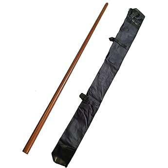 Set BO Rod Red Oak with Gun Bag - 182 cm Tapered Ends - Japanese Long Stick Wood - Aikido Kobudo Martial Arts