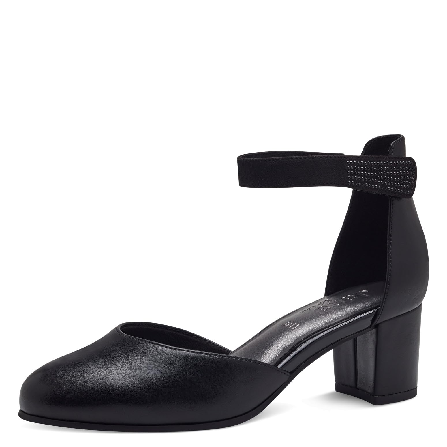Jana Women’s Pumps with Strap with Glitter Stones Vegan, Black, 4 UK