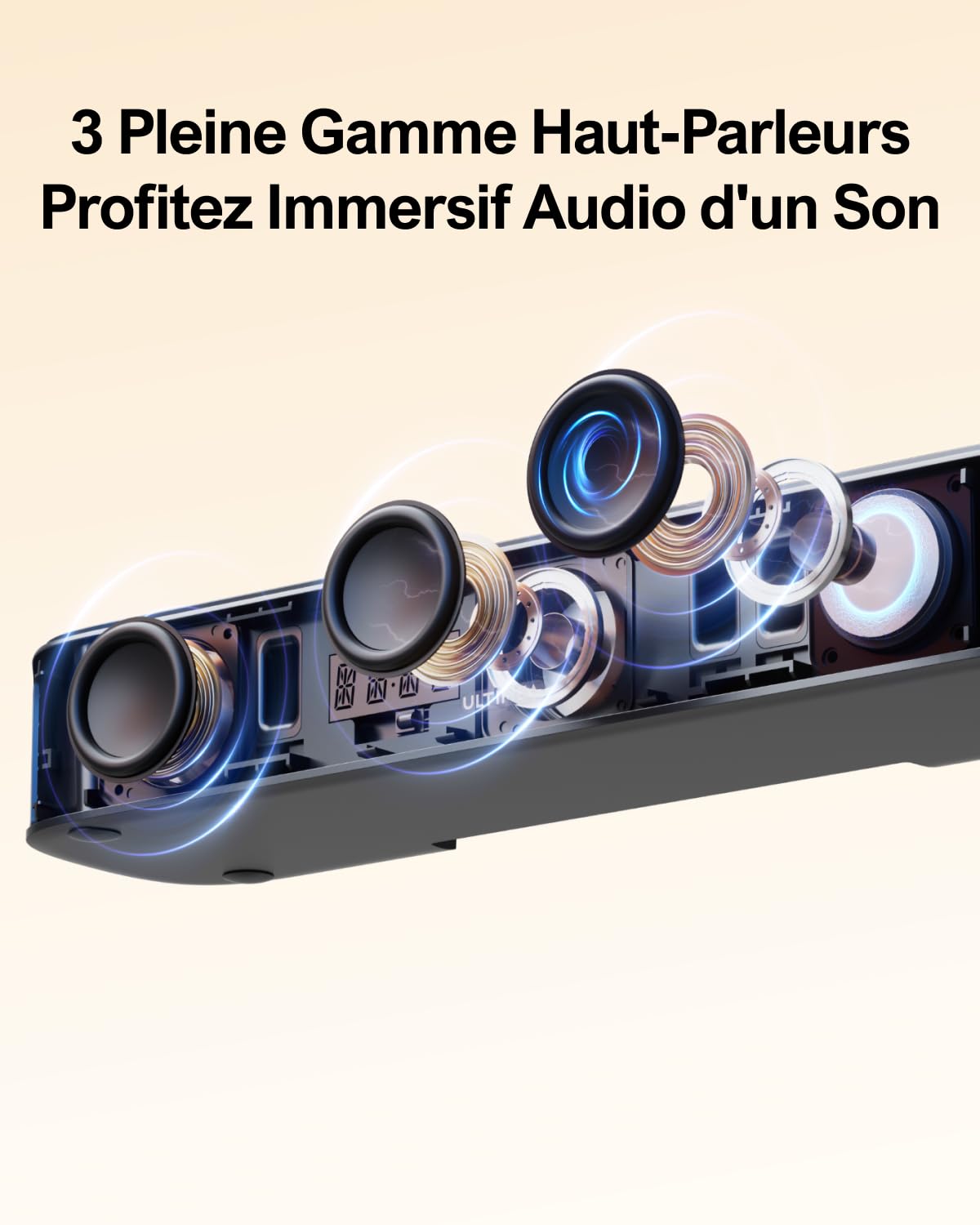 ULTIMEA 7.1 Barre de Son TV 330W pour Home Cinema, Barres de Son avec Caisson de Basse, Système de Son Surround Virtuel pour TV, 4 Haut-parleurs Surround, App Contrôle, Opt/AUX/BT, Aura A40