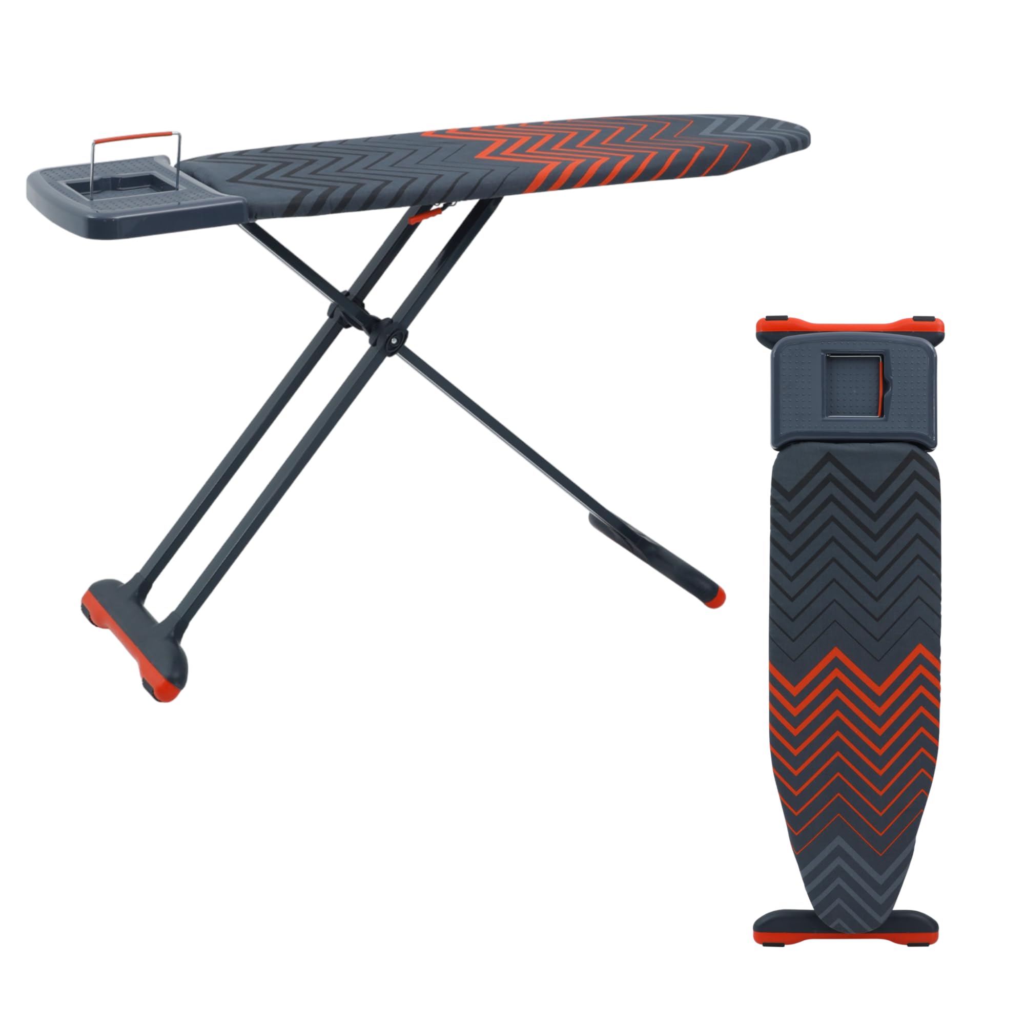 Large Ironing Board (125x45cm) – Extra Wide Surface with Steam Unit Holder, Foldable & Height Adjustable, Non-Slip Rubber Feet, Cotton Cover with 3-Layer Foam & Felt.