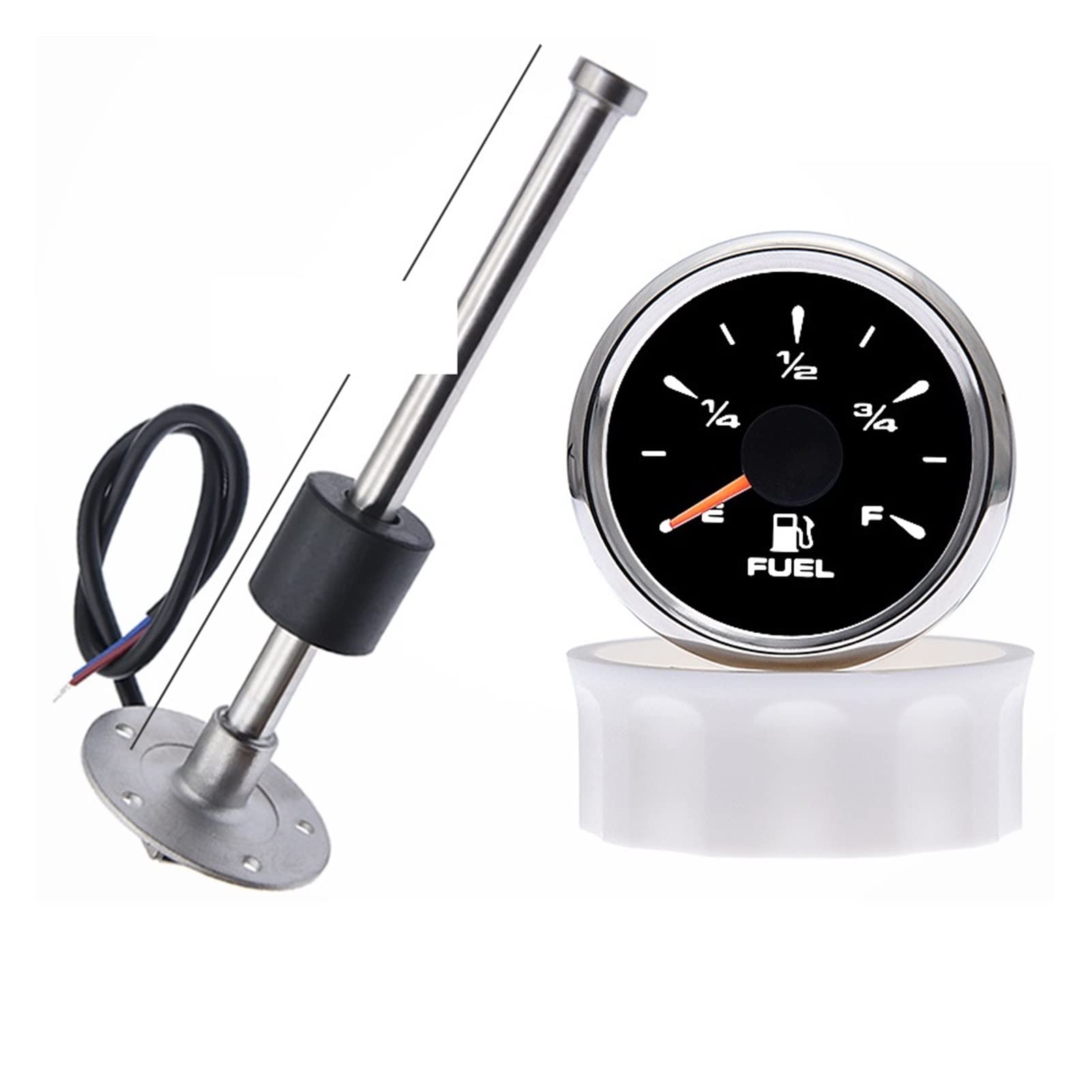 Cfwwsaq V Liquid Level Meter, Fuel Level Sensor + Fuel Level Gauge With 7 Colors Backlit Water Tank Level Indicator Meter Fuel Sender Unit Sensor 0~190 Ohm(175Mm)
