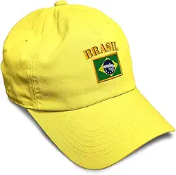 Boné de beisebol macio estilo B bandeira do Brasil Copa do Mundo de algodão bordado chapéus de pai para homens e mulheres