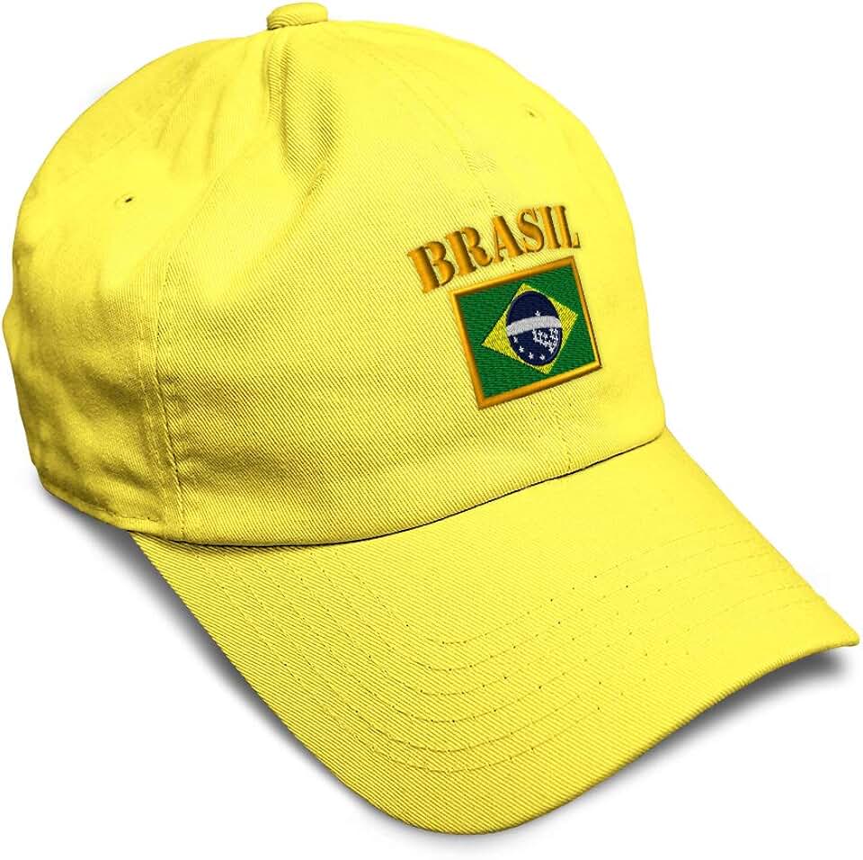 Boné de beisebol macio estilo B bandeira do Brasil Copa do Mundo de algodão bordado chapéus de pai para homens e mulheres