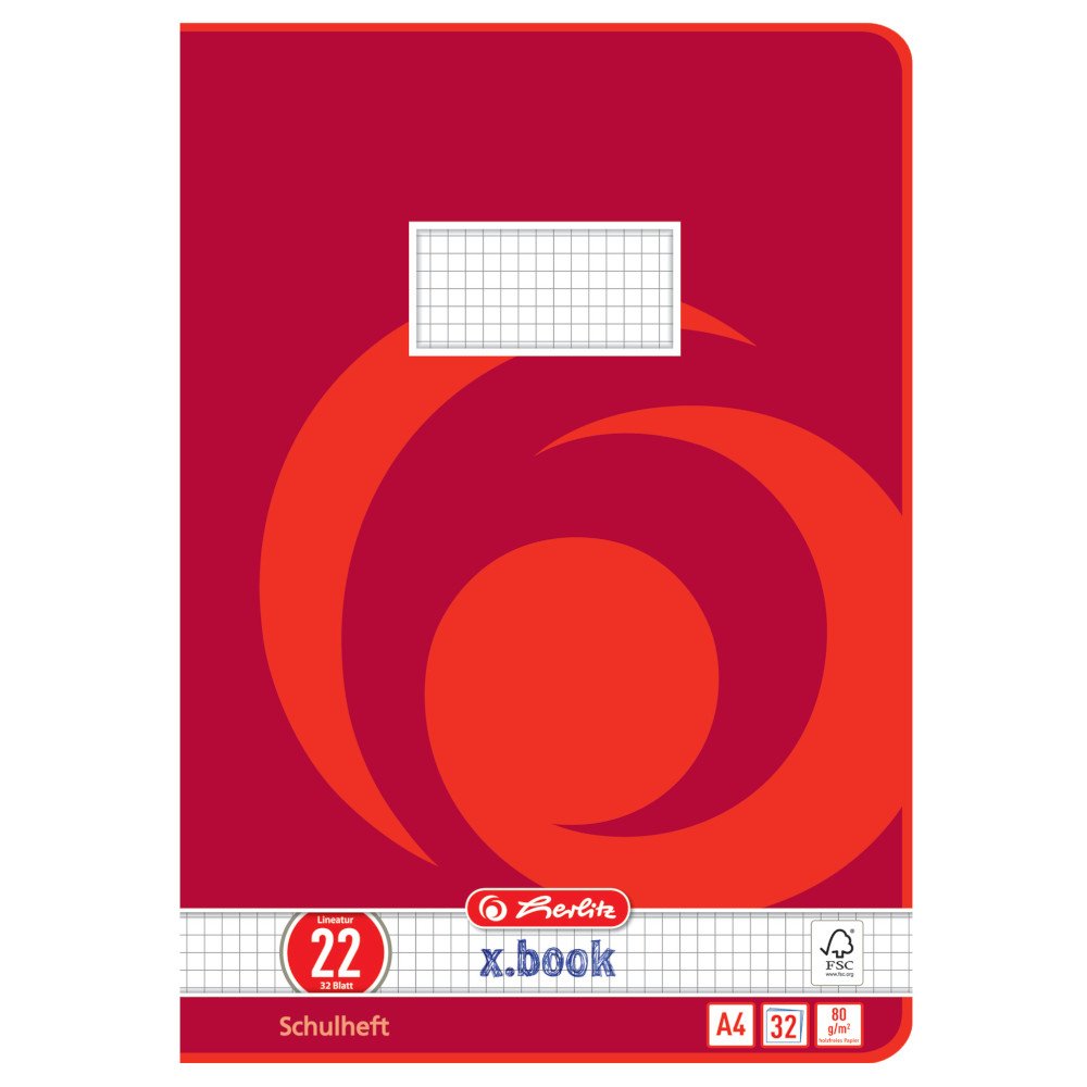 Herlitz 340224 Notebook A4, 32 Sheets, Line Style 22, FSC Mix, Pack of 5