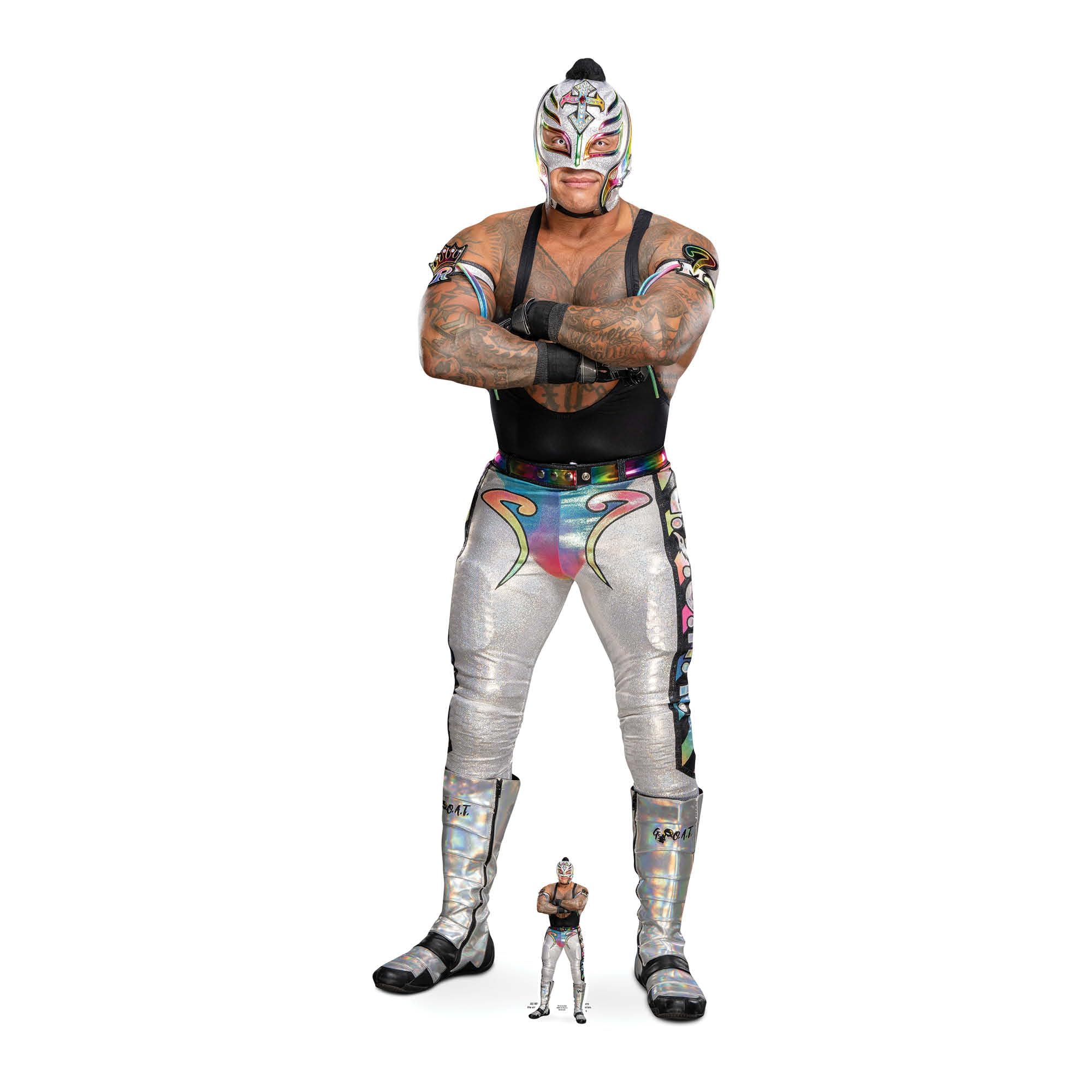 Star Cutouts SC4430 WWE Rey Mysterio Silver Outfit Lifesize Cardboard Cutout – Masked Wrestling Party Decoration & Fan Gift