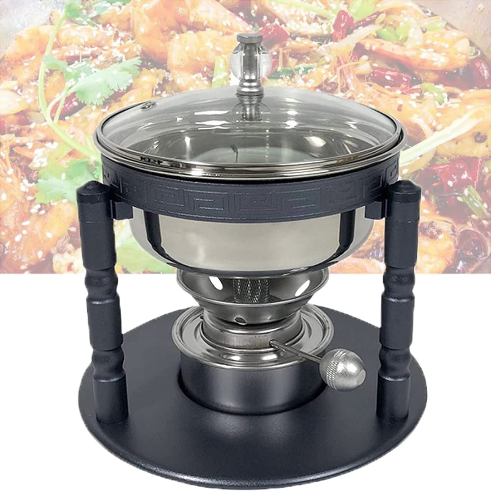 Tragbare Spirituskocher Für Innenräume Campingkocher Mit Topf Einstellbare Feuerkraft Rostfreier Stahl Campingkocher Mini Campingkocher,Retro Für Innenräume Einzelner Buffet-Elegantesschwarz