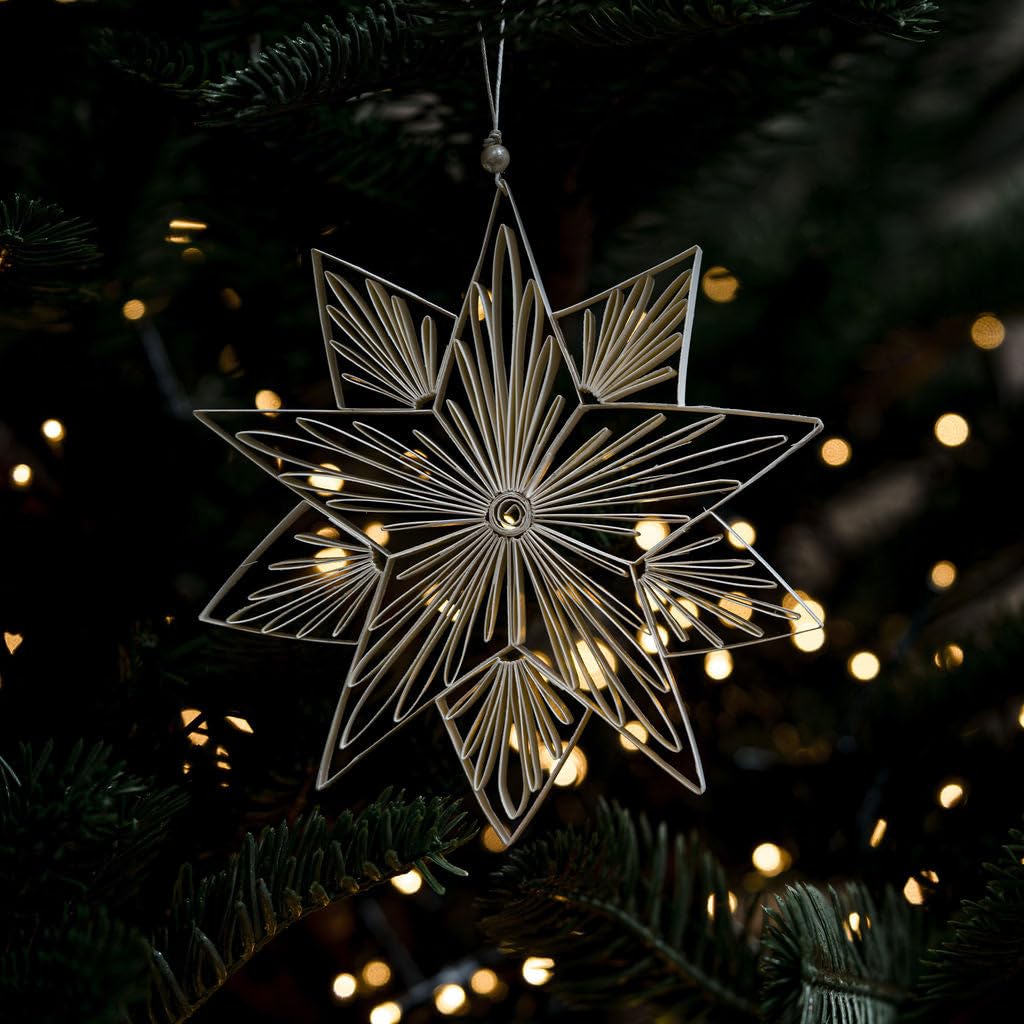 Aurora Christmas White Arthur Cameron – North Star Hanging Christmas Decoration – Handmade Quilled Paper Wall Art, Nordic Décor For Festive Home Styling