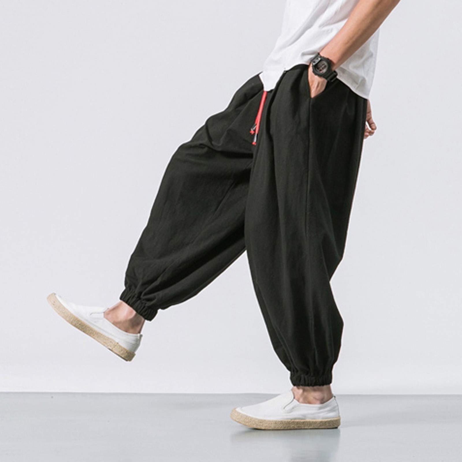 Streetwear Haremshose für Herren, Japanischer Stil, Lässige Hose, Jogger, Chinesische Baggy-Hose, Hippie, Yoga, Ballon-Bloomer, Laufhose