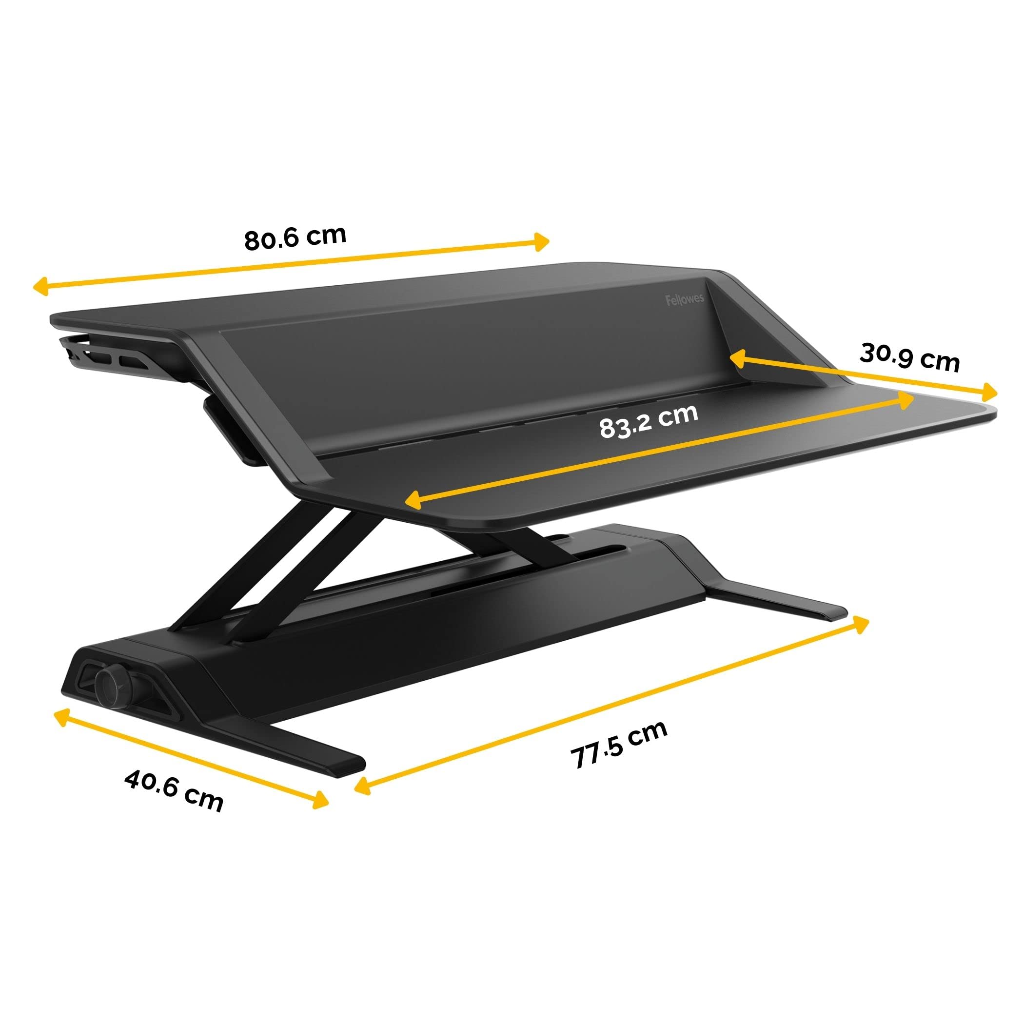 Fellowes Sitz-Steh Desktop Aufsatz Lotus - REGT zu mehr Bewegung bei der Schreibtischarbeit an, mit 22 Höheneinstellungen und Kabelmanagement, ergonomisch, schwarz, 1 Stück