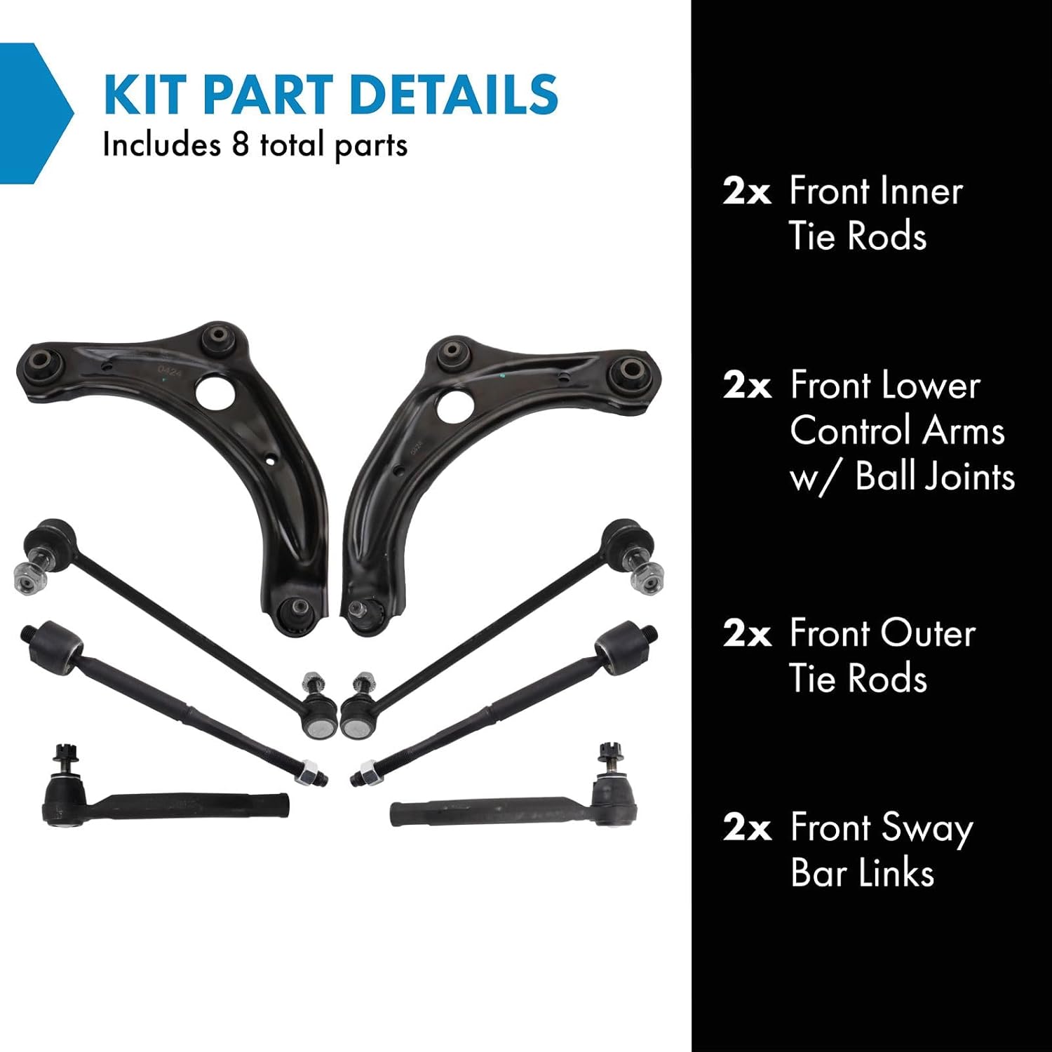 TRQ Front Steering & Suspension Kit Compatible with 2021-2022 Nissan Kicks 2020 Versa