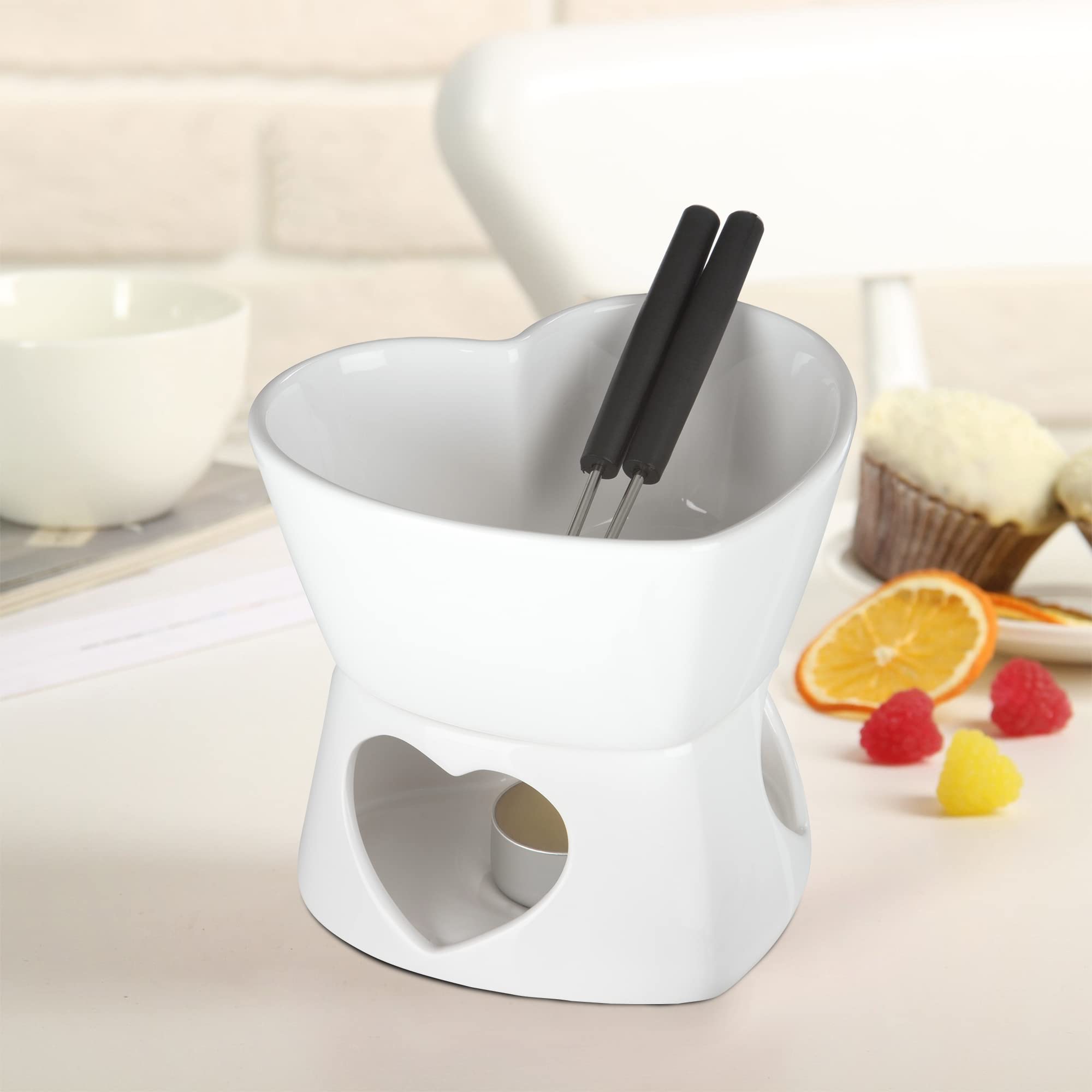 Premier Housewares Venus Fondue Set - Dolomite - White, Set of 6, 13 x 15 x 7 cm - Image 3