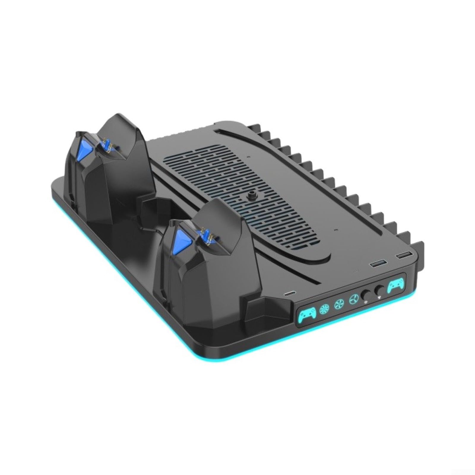 Manette Station de charge pour Slim Pro Multi Charging avec crochet pour casque Support disque Ports USB RGB LED Gaming Accessoires Stand (noir)