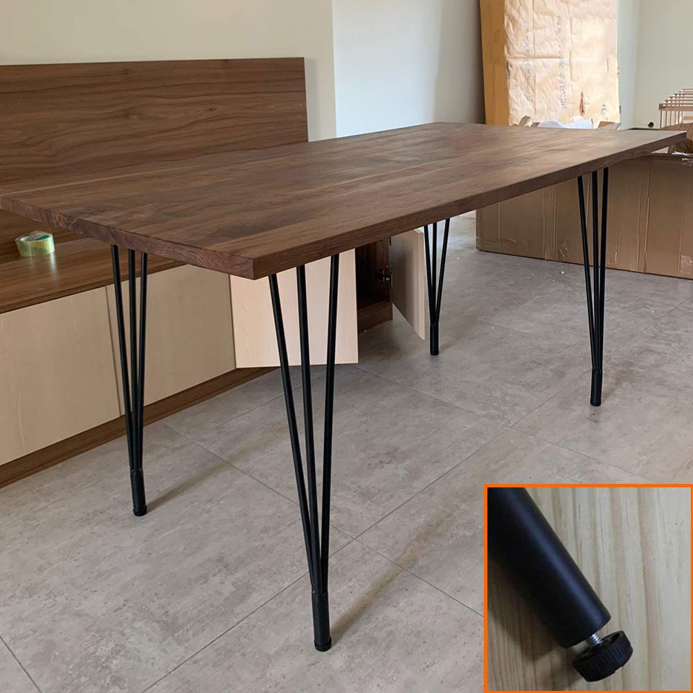 Metalowe nogi stołowe typu hairpin z regulowanymi stopkami do montażu mebli (czarne, 45 cm, 18 cali)