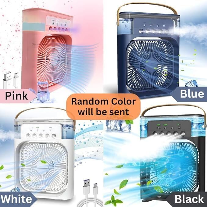 Image of Portable Mini Air Cooler Fan with Water Spray, USB Rechargeable Personal Cooling Fan for Home, Office, Bedroom & Desk