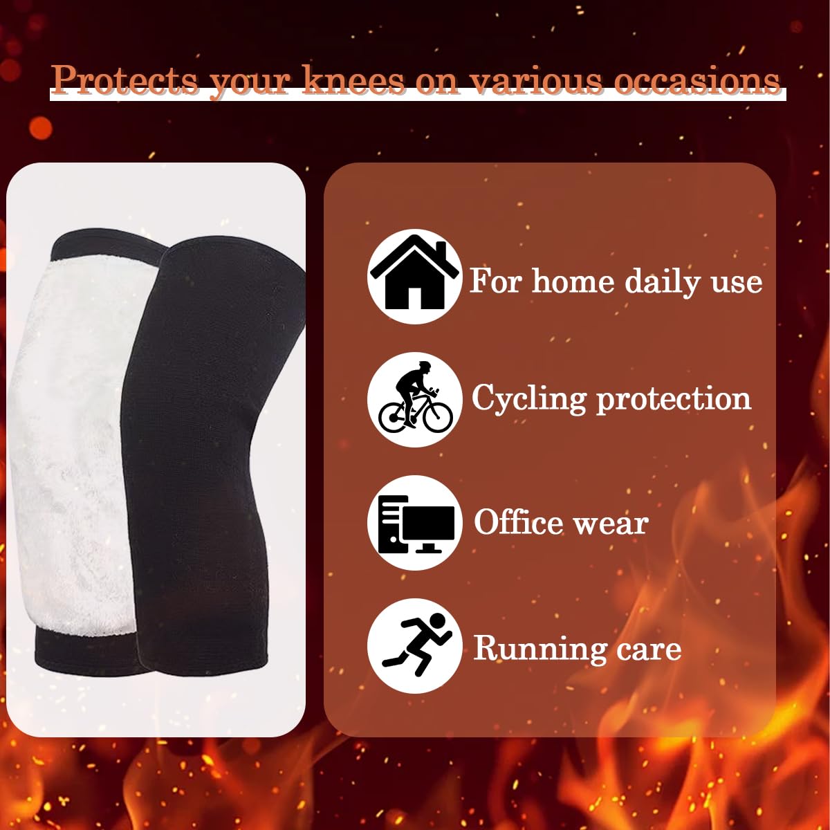 QUUPY 1 paio addensare ginocchio scaldamuscoli inverno termico ginocchiera pad accogliente caldo sci ciclismo campeggio corsa artrite tendinite ginocchiere gambe maniche supporto protezione