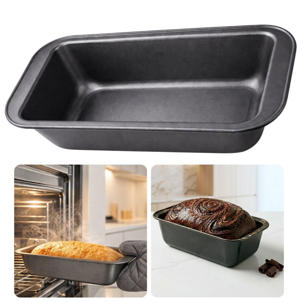 Forma de Pão 26x13cm Antiaderente Aço Carbono Assadeira Retangular Forno | Caseiro