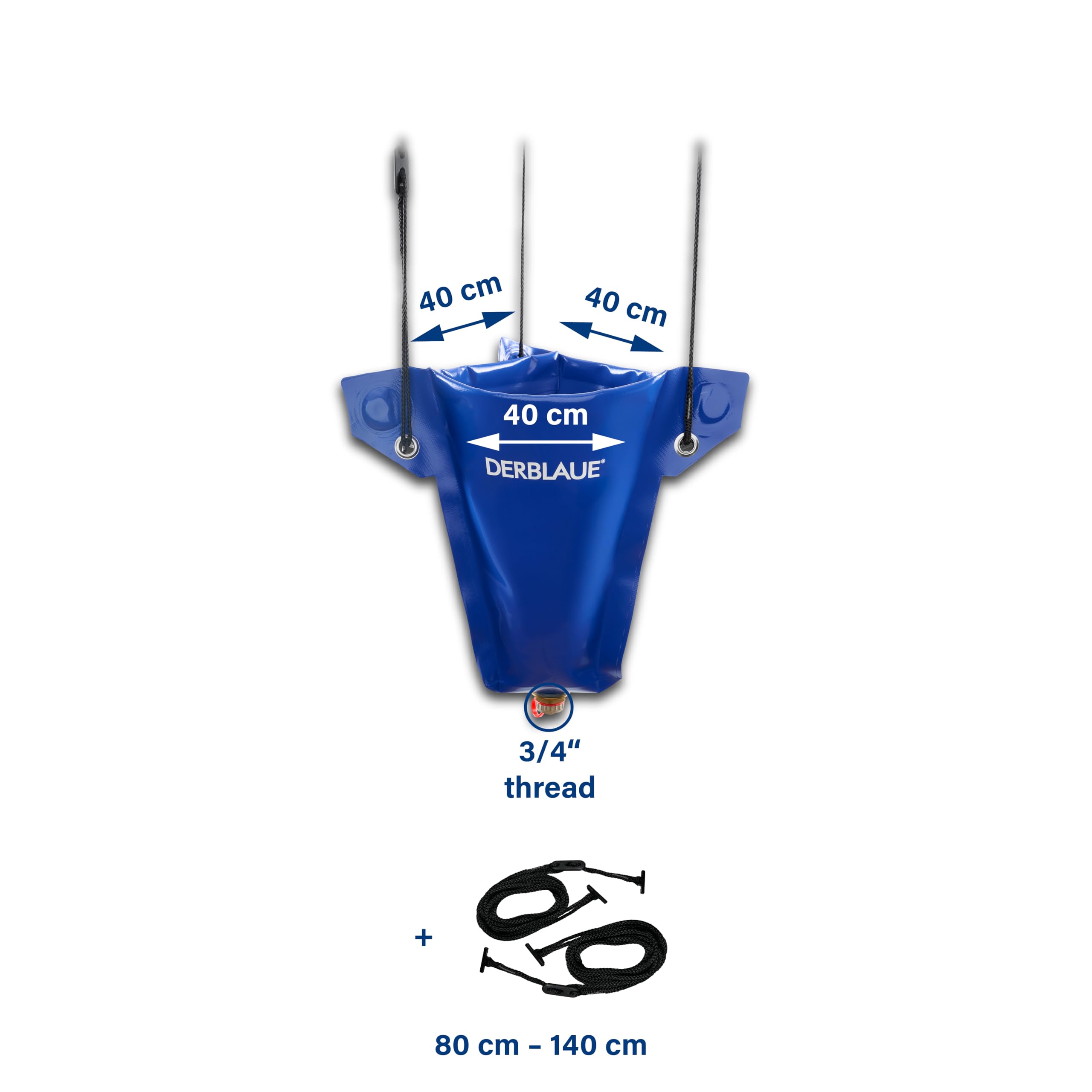 DERBLAUE® Embudo flexible flexible, conexión de 3/4 pulgadas, imanes y ojales para colgar | Para llenar y vaciar líquidos, lados maleables, 3 pestañas con imanes y ojales, tapa de cierre, conector de ¾ pulgadas