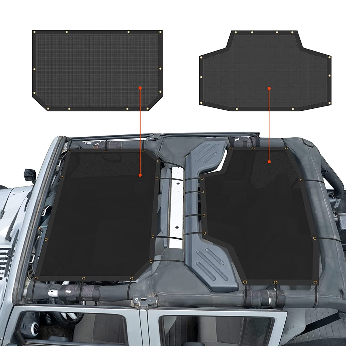 Tendalino Parasole In Rete Per Jeep Wrangler JK JKU 2 Porte 2007-2018 - Protezione UV, Nero