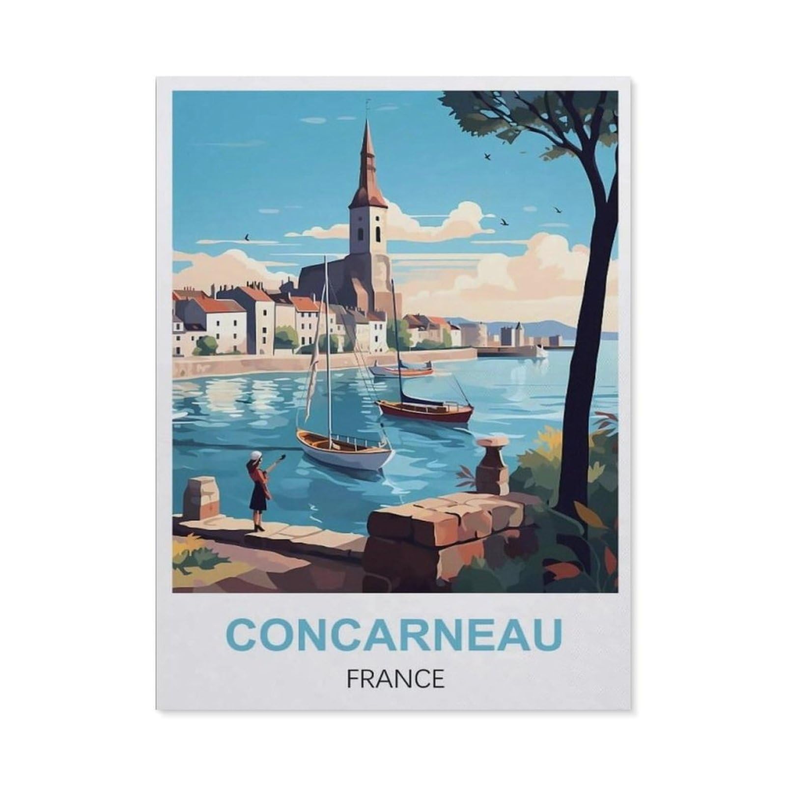 Vintage Metal Tin Sign，Concarneau France(30x40cm）