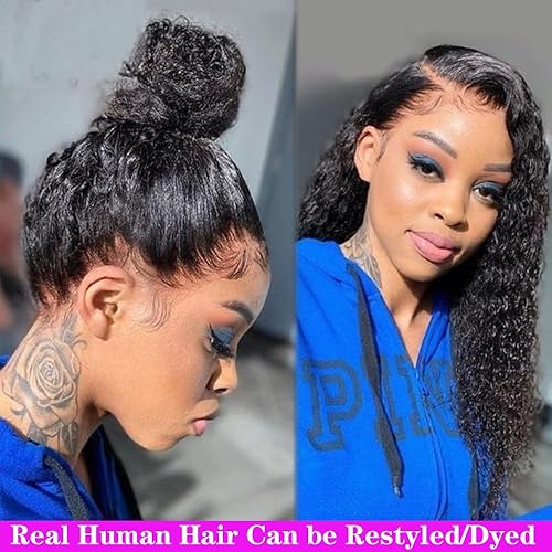 Miniatura 9 de Maxine Pelucas de cabello humano ondulado 360 con encaje frontal prearrancado, sin pegamento, densidad del 180%, pelucas de cabello humano de 22