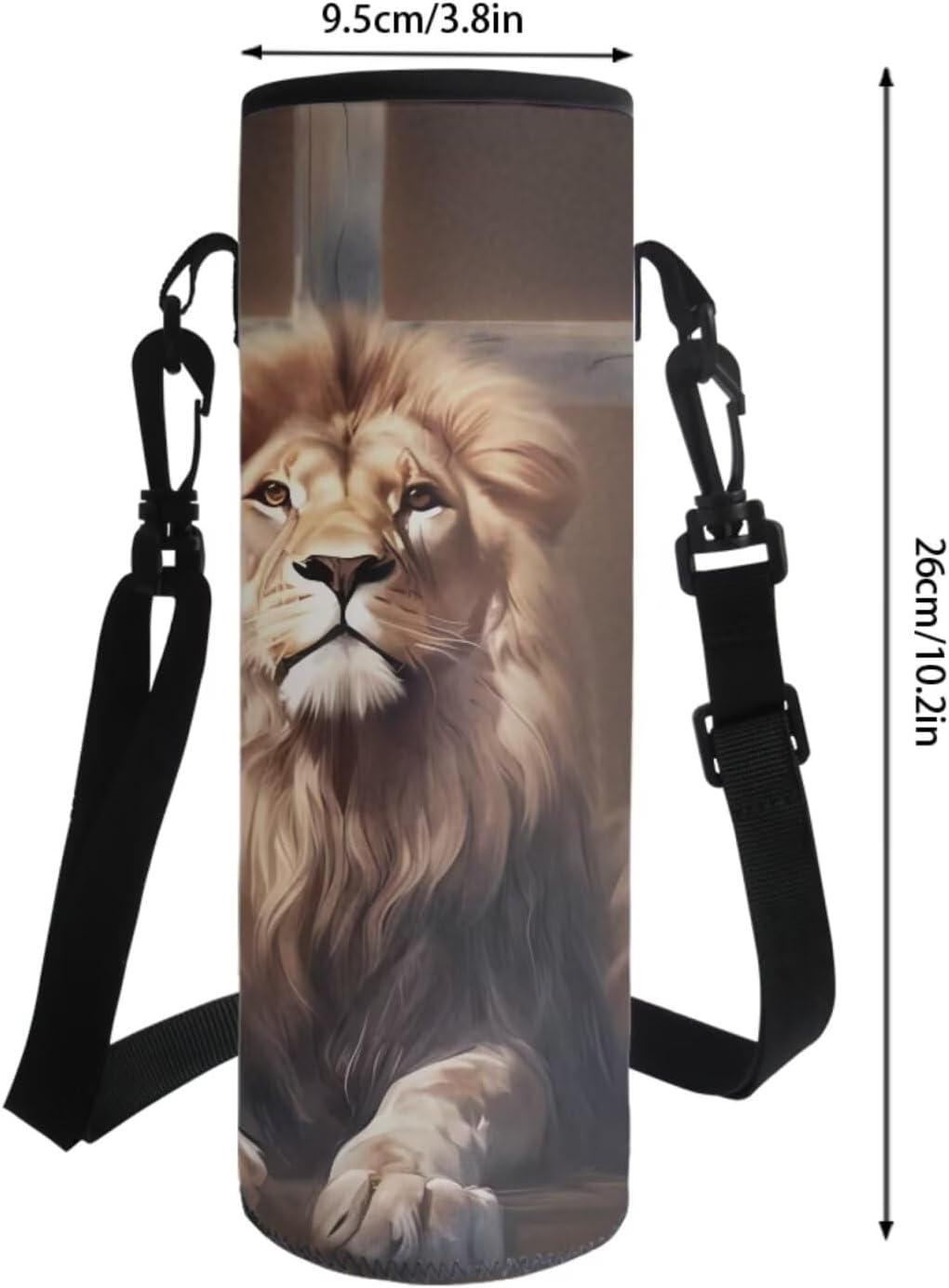 Talayituse Lion Cross Print 4 Pieces Backpack Sets Primary Schoolbag Travel Daypack Shoulder Bag Rucksack Knapsack Bookbag with Lunch Bag/Pencil Case/Water Bottle Sleeve for Boys Girls