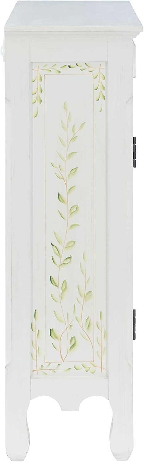 Elegant White Hand-Painted 2-Drawer & 2-Door Storage Console