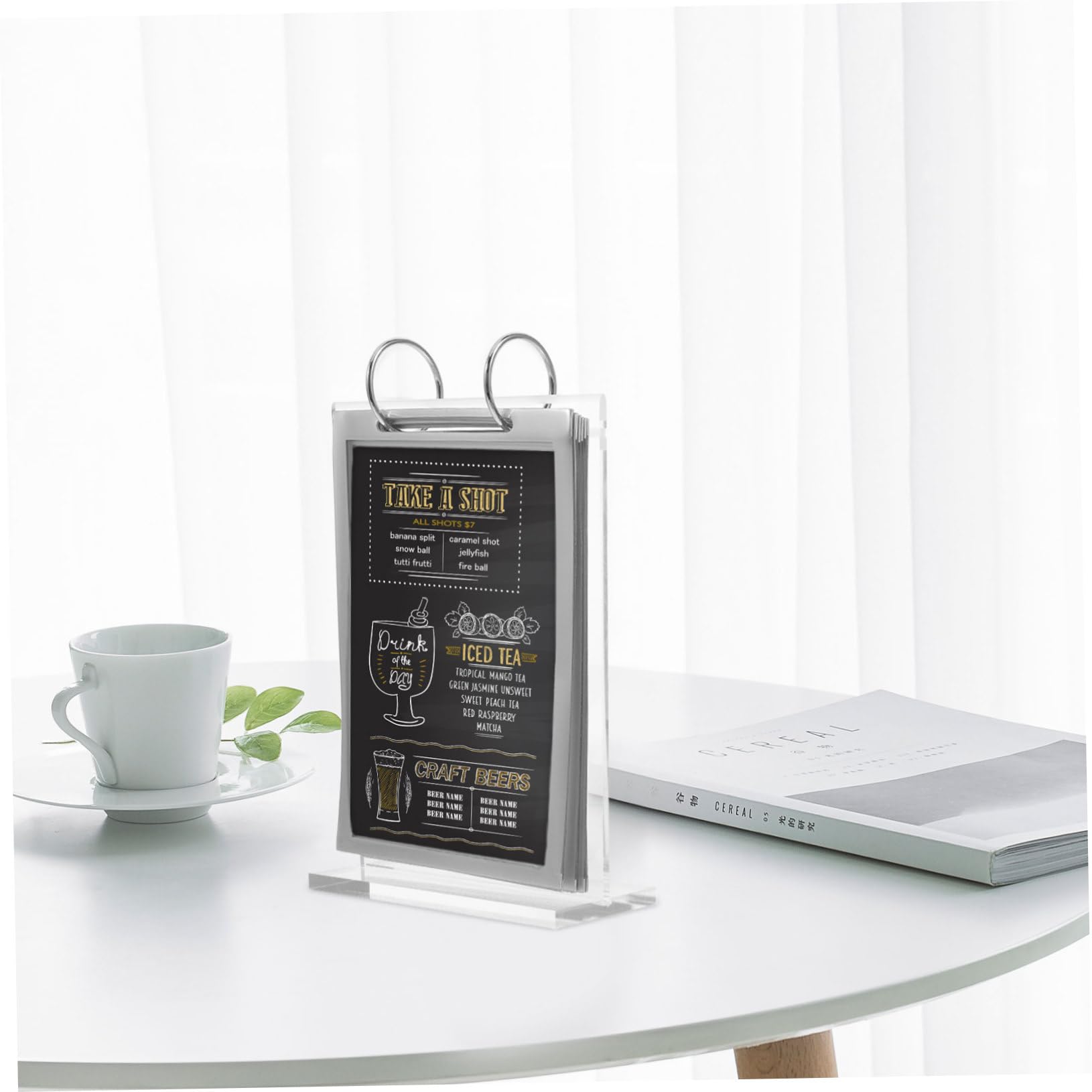 SHINEOFI 4piezas Soporte De Menú Transparente Vertical Con Base Estable Para Restaurantes Exhibidor De Mesas Para y Carteles