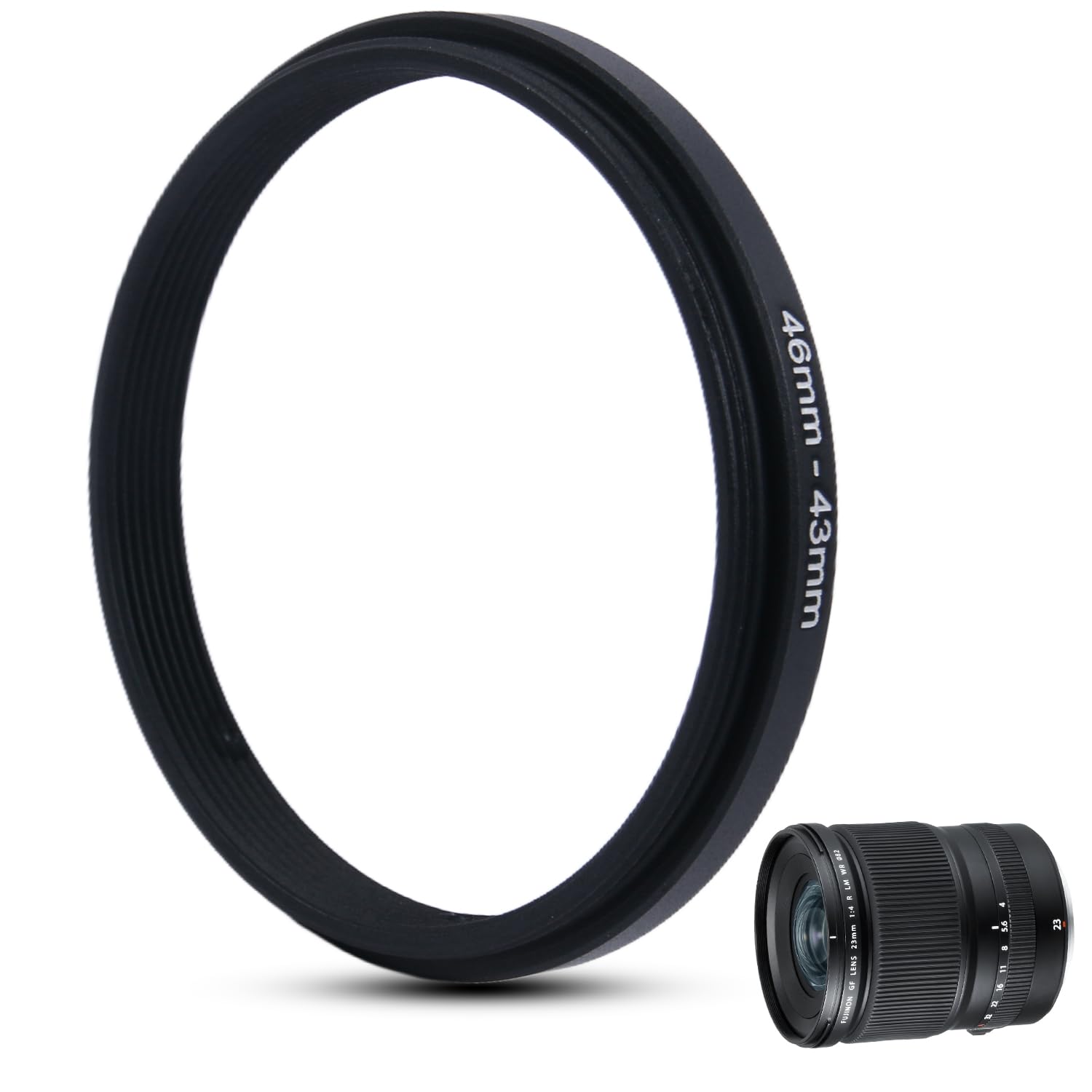 Metall Step-Down Ring Filter Adapter - 46mm auf 43mm - Metallring Step-Down Adapter für Filter, kompatibel mit Allen 43mm UV, CPL, ND-Filtern, Objektivhauben, gewindegedrehten Objektiven usw