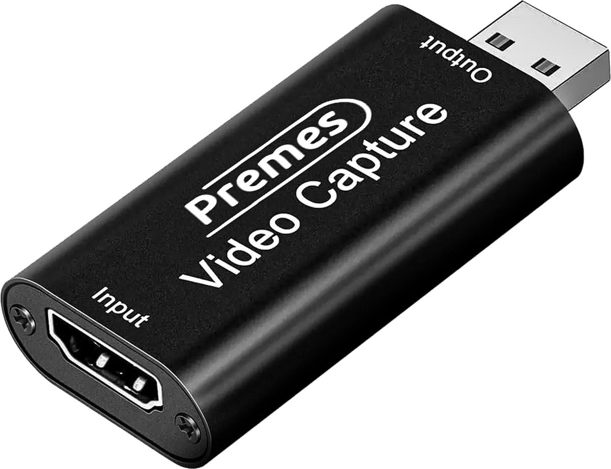 Karta wideo HDMI Premes do przesyłania strumieniowego i nagrywania, adapter USB HDMI z wejściem 4K i wyjściem 1080p, nagrywarka wideo kompatybilna z komputerami Mac, Xbox i Nintendo