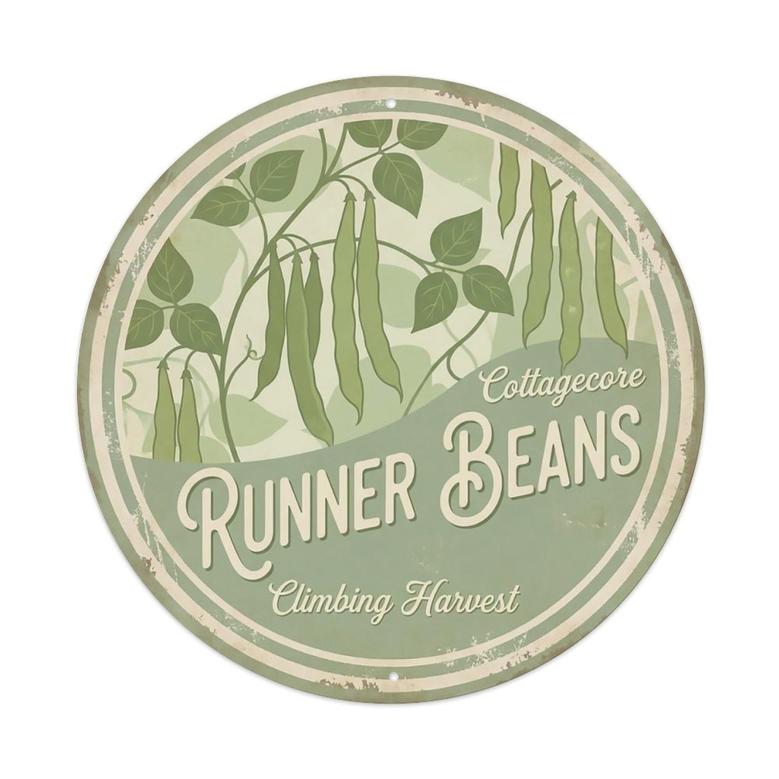Cxhjca 8X8inch(20X20cm) Vintage Cottagecore Garden Beans Runner Climbing Metal Tin Sign
