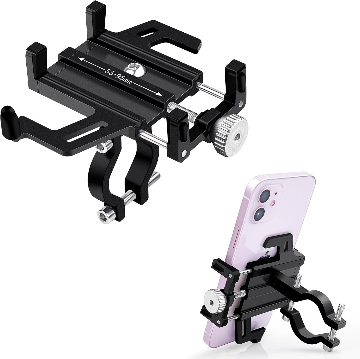 NineLeaf Bike Phone Mount Holder,Aluminum Motorcycle Phone Mount,Bicycle Handlebar Cell Phone Mount 90°180°270°360°Rotating for Exercise Bike Ebike Scooter, Compatible for iPhone Huawei Samsung Phones NineLeaf Bike Phone Mount Holder,Aluminum Motorcycle Phone Mount,Bicycle Handlebar Cell Phone Mount 90°180°270°360°Rotating for Exercise Bike Ebike Scooter, Compatible for iPhone Huawei Samsung Phones