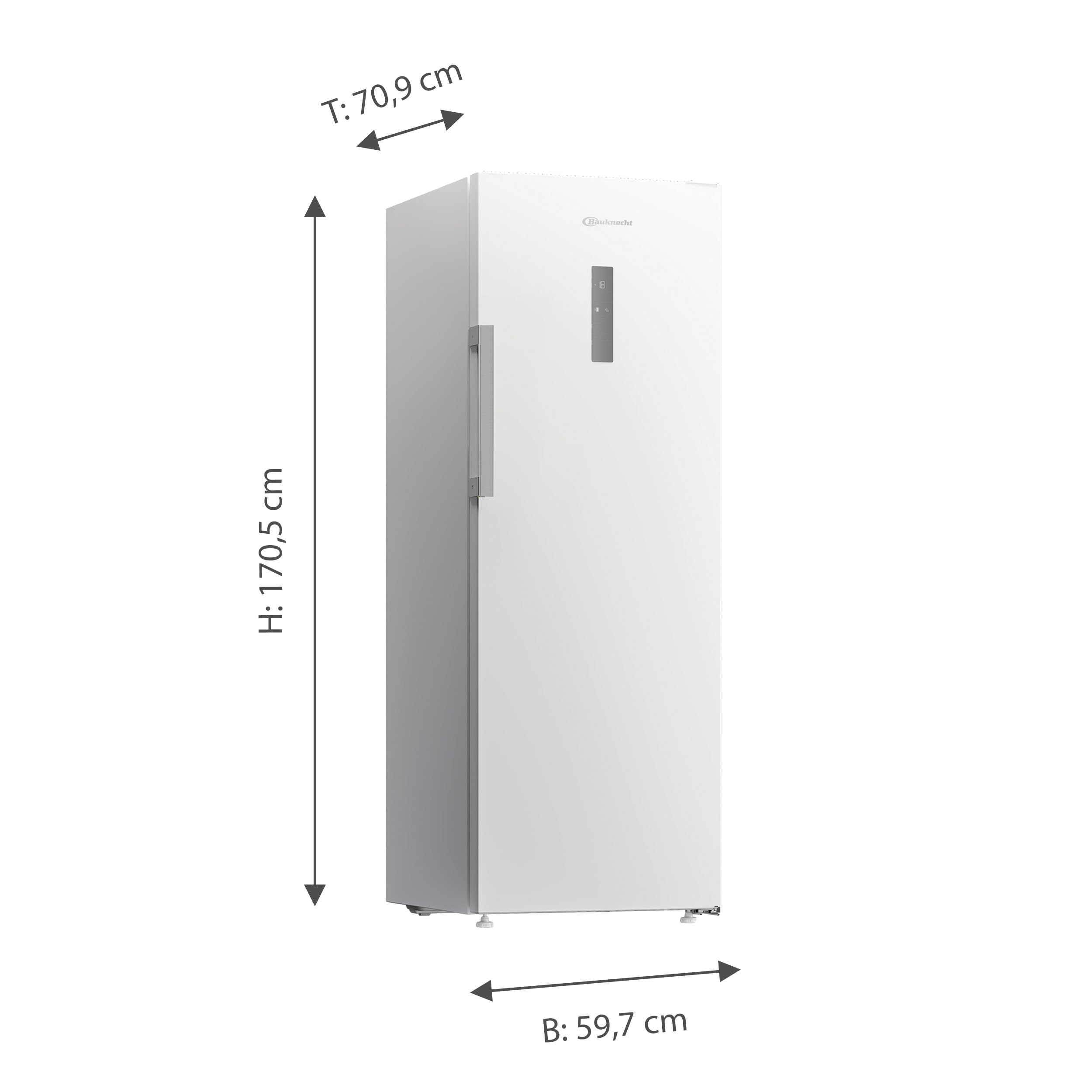 Bauknecht FN60 DW171 NoFrost Gefrierschrank, 260 l Nutzinhalt, Touch Display, Supergefrierfunktion, 5 Gefrierschubladen inkl. 2 XXL-Boxen, Türalarm, Aluminium-Griff, Weiß