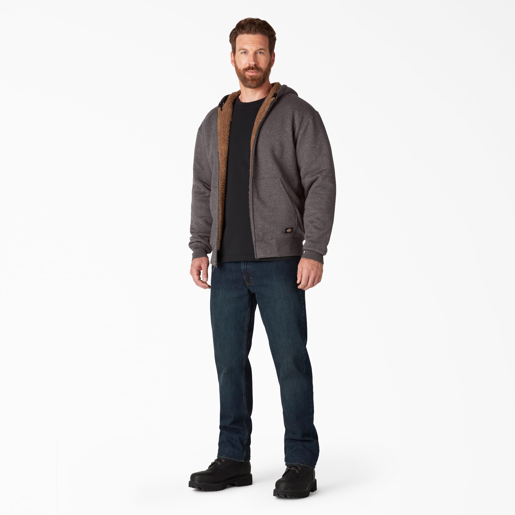 Dickies Męska bluza z kapturem z podszewką, Sherpa, szary (Heather Grey), M