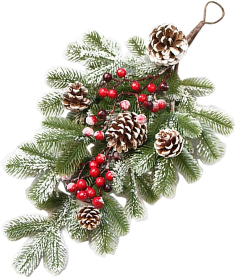Christmas Rattan Door Hanging Pine Cone Branch Festive Decor for Christmas Tree and Home Realistic Texture Outdoor Party Ornament Construction