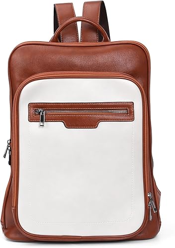 Mochila de cuero para laptop, mochila para mujereshombres, resistente al agua, antirrobo, delgada, grande, se adapta a bolsa de 15.6 pulgadas,