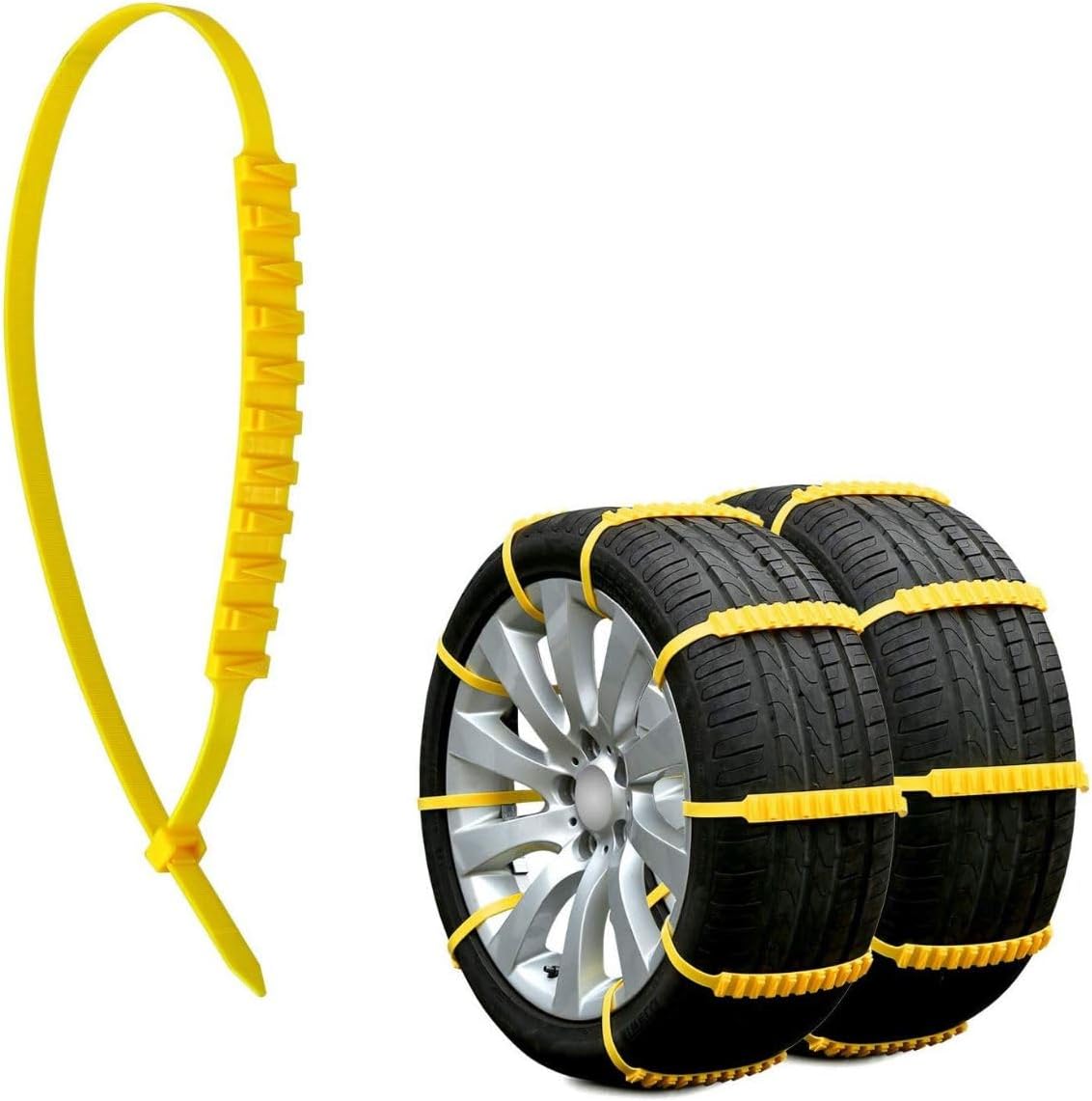 Jeremywell 10 PCS Emergency Anti-Skid Mud Snow Survival Traction Multi-Function Car Tire Chains Yellow