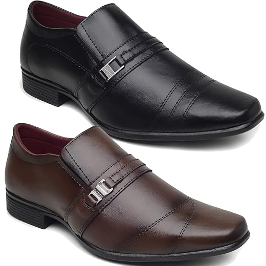 KIT 2 PARES SAPATO SOCIAL MASCULINO OXFORD ESTILO ITALIANO PRETO E CAPPUCCINO