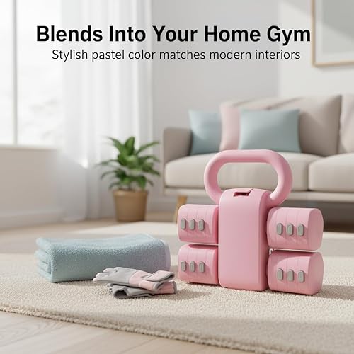 Miniatura 7 de Juego de 2 mancuernas ajustables, 4 en 1, pesas libres para mujeres con ajuste rápido, gimnasio en casa y entrenamiento de ejercicio al aire libre,