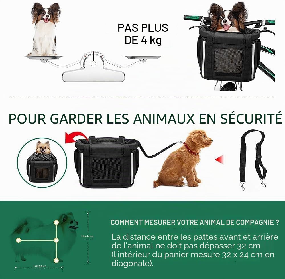 ANZOME Panier avant pour vélo pour chiens, amovible, pour femme, VTT, avec ceinture de sécurité